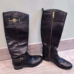 Tory Burch Black Leather Riding Boots
